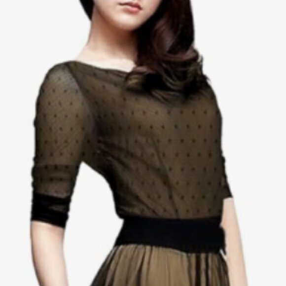 Miusol NWT SZ XL Black Polka Dot Mesh Formal Maxi Prom Mother of the Bride Black - Picture 2 of 15